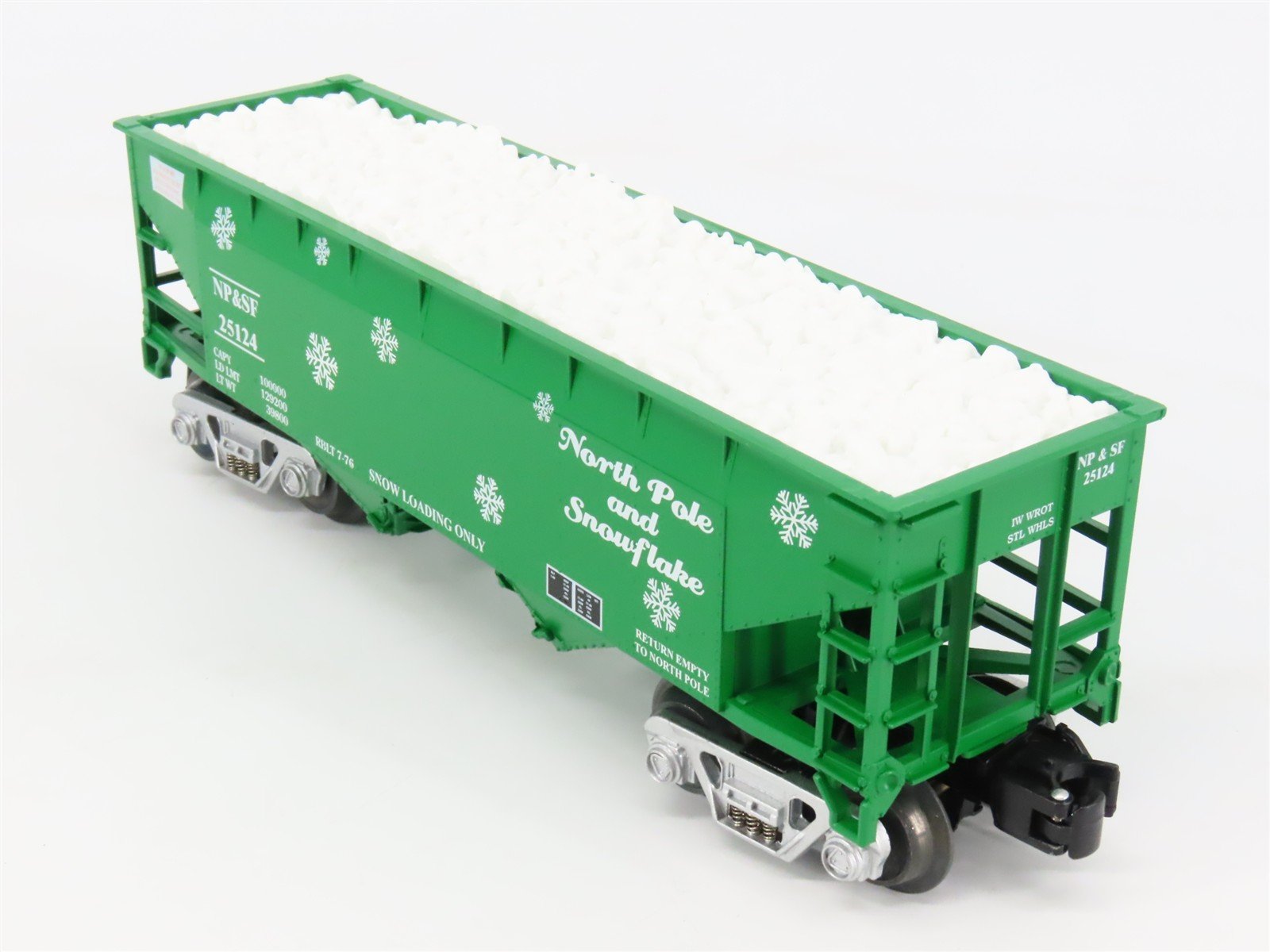 O Gauge 3-Rail Aristo-Craft 96250 NP&SF Christmas 2-Bay Hopper Car #23124 wLoad