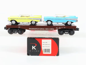 O 3-Rail K-Line K661-1894 PRR Pennsylvania Flatcar #6611894 w2 57' Chevy Cars