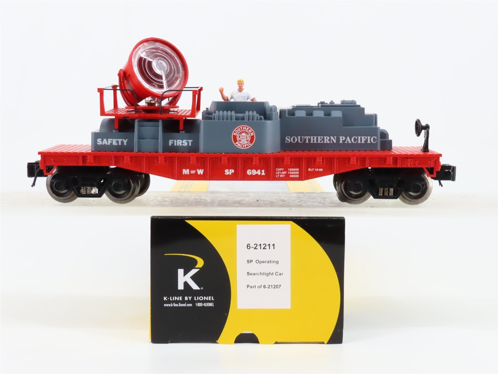 O Gauge 3-Rail K-Line 6-21211 SP Southern Pacific Searchlight Flatcar #6941