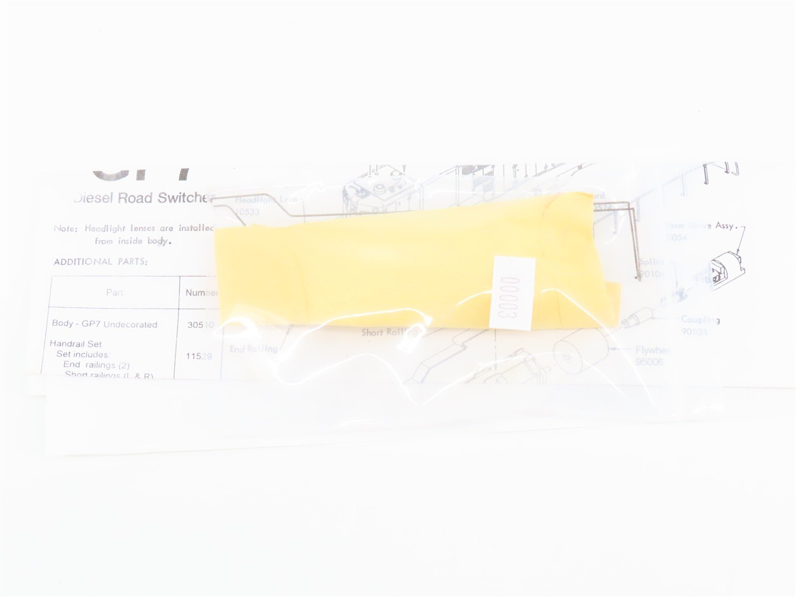HO Scale Athearn Undecorated EMD GP7 Diesel Locomotive - UNPOWERED