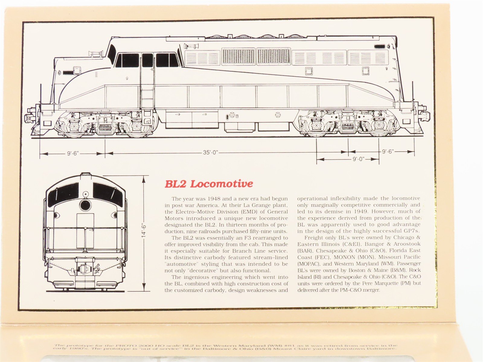HO Scale Proto 2000 8354 B&M Boston & Maine EMD BL2 Diesel #1553 - BAD GEARS