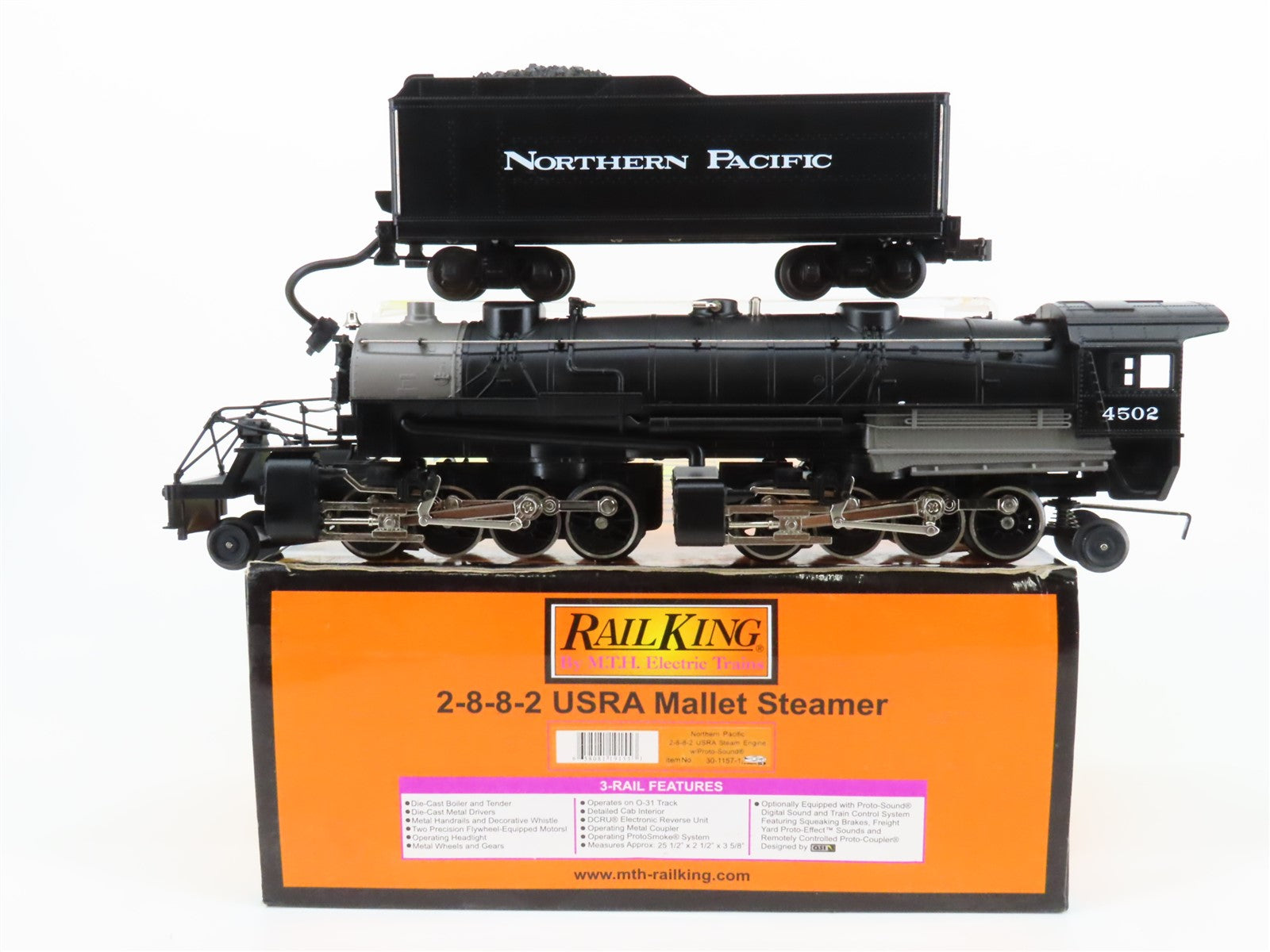 O Gauge 3-Rail MTH RailKing 30-1157-1 NP 2-8-8-2 USRA Mallet Steam #4502 w/Sound