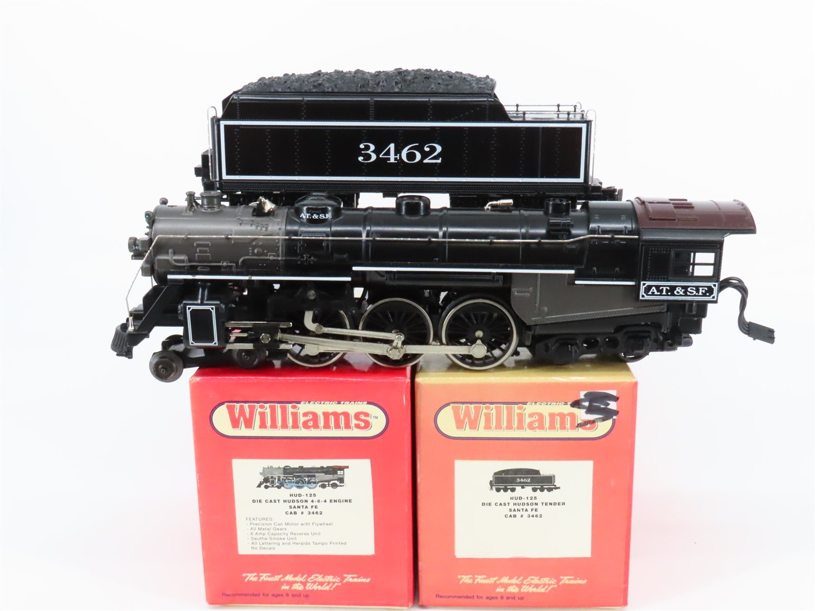 O Gauge 3-Rail Williams HUD-125 ATSF Santa Fe 4-6-4 Hudson Steam #3462 w/ Sound