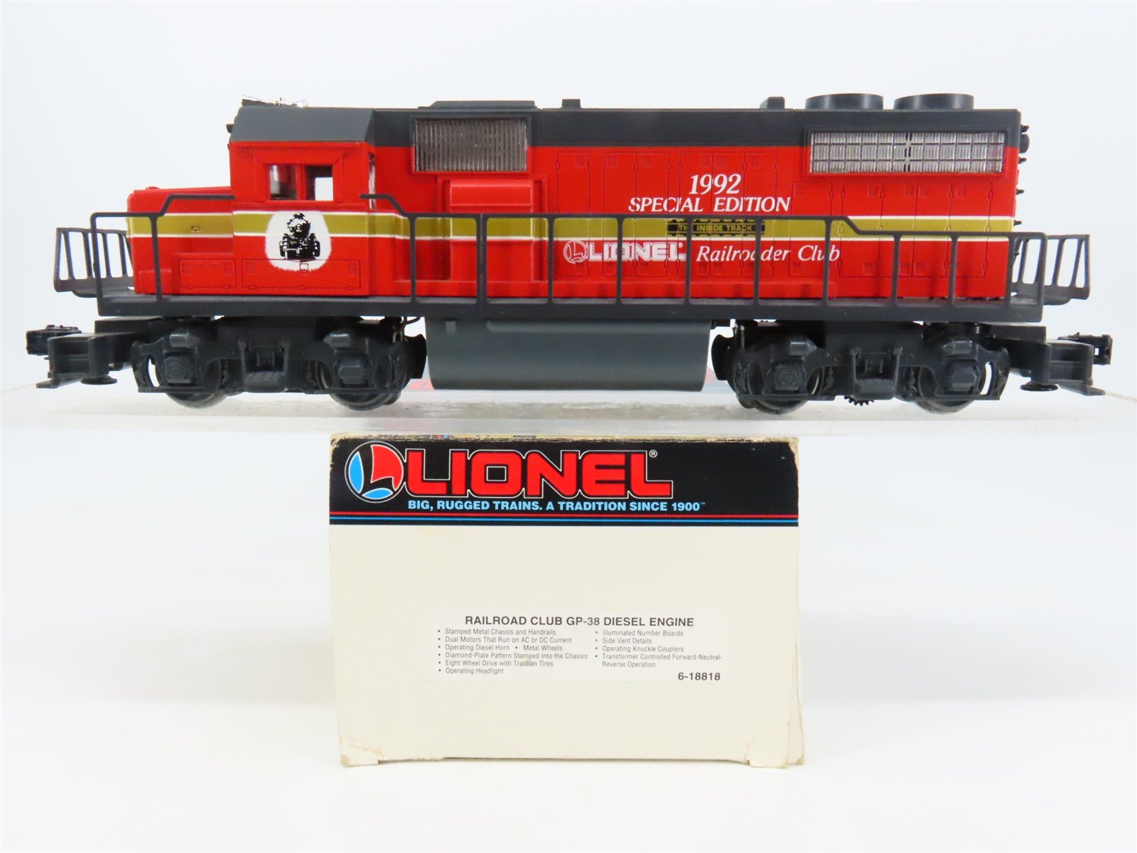 O27 Gauge 3-Rail Lionel 6-18818 LRRC Railroad Club 1992 GP38 Diesel Locomotive