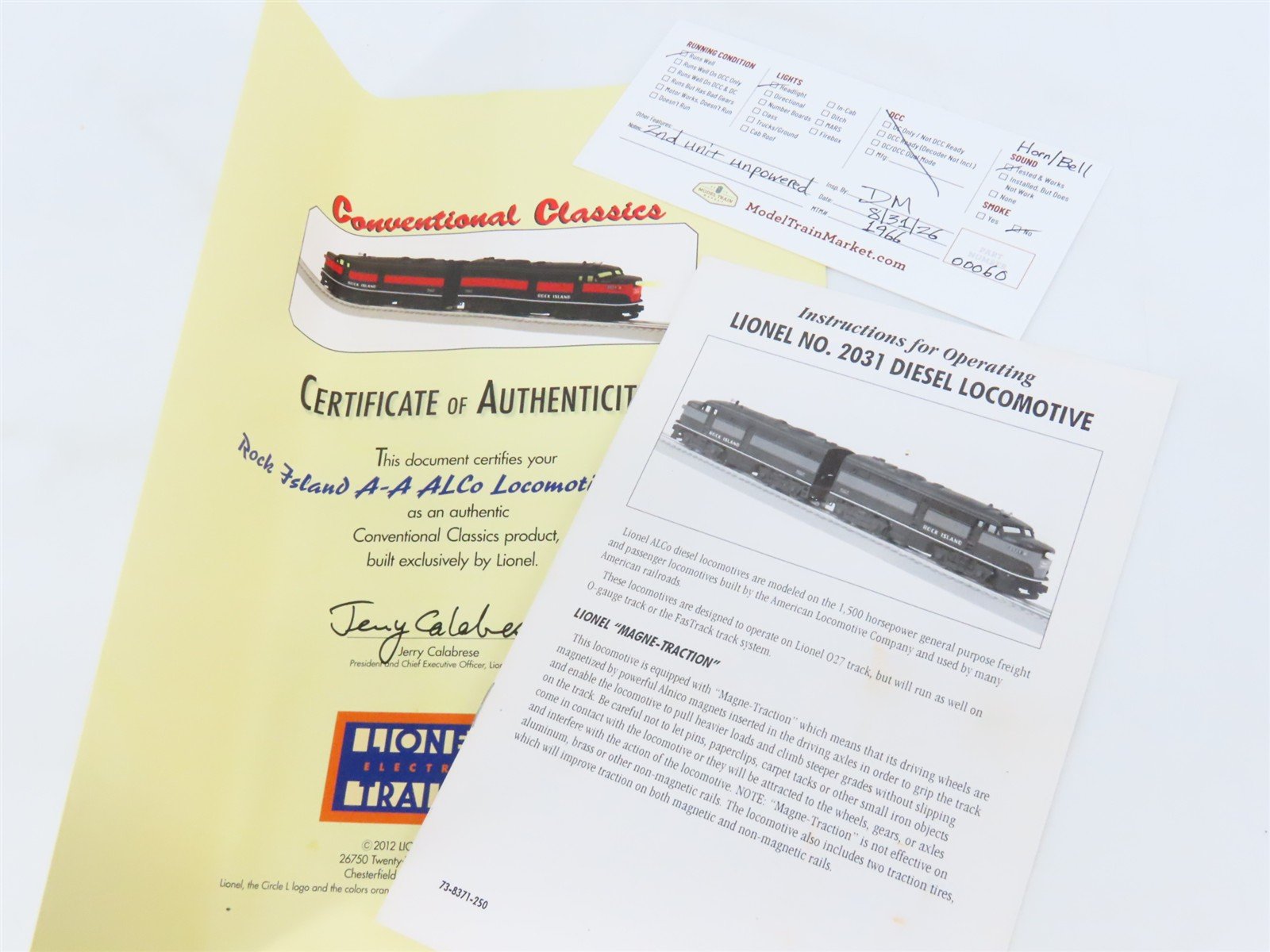 O27 Gauge 3-Rail Lionel Classics 6-38371 RI Rock Island FA/FA Diesel Set #2031
