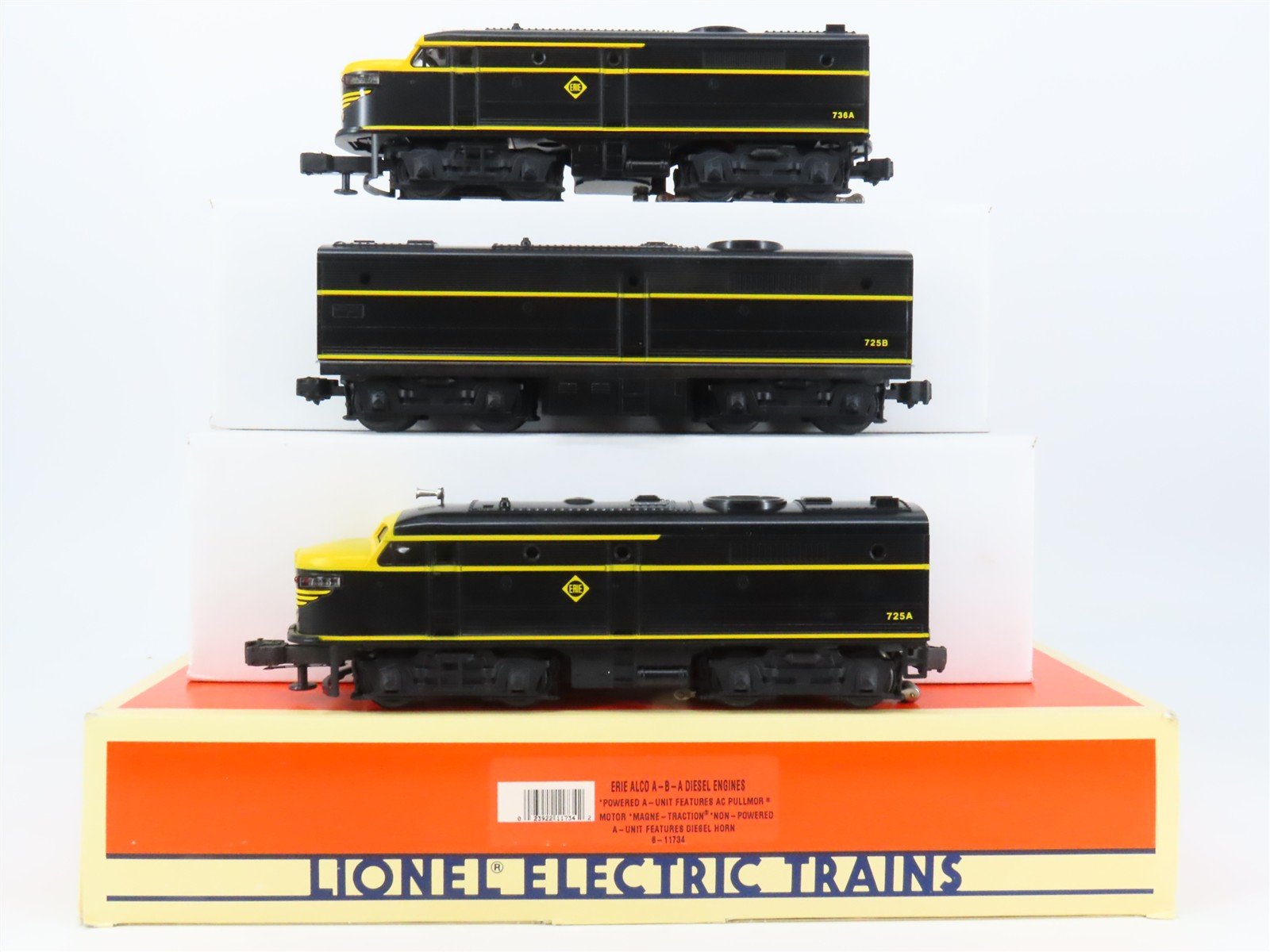 O27 Gauge 3-Rail Lionel 6-11734 ERIE Railroad ALCO FA/FB/FA Diesel Set