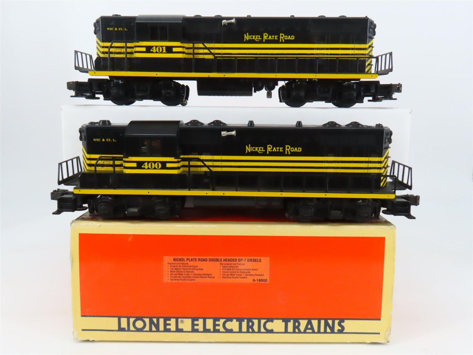 O Gauge 3-Rail 6-18505 NKP Nickel Plate Road EMD GP7 Diesel 2-Unit Set w/ Sound