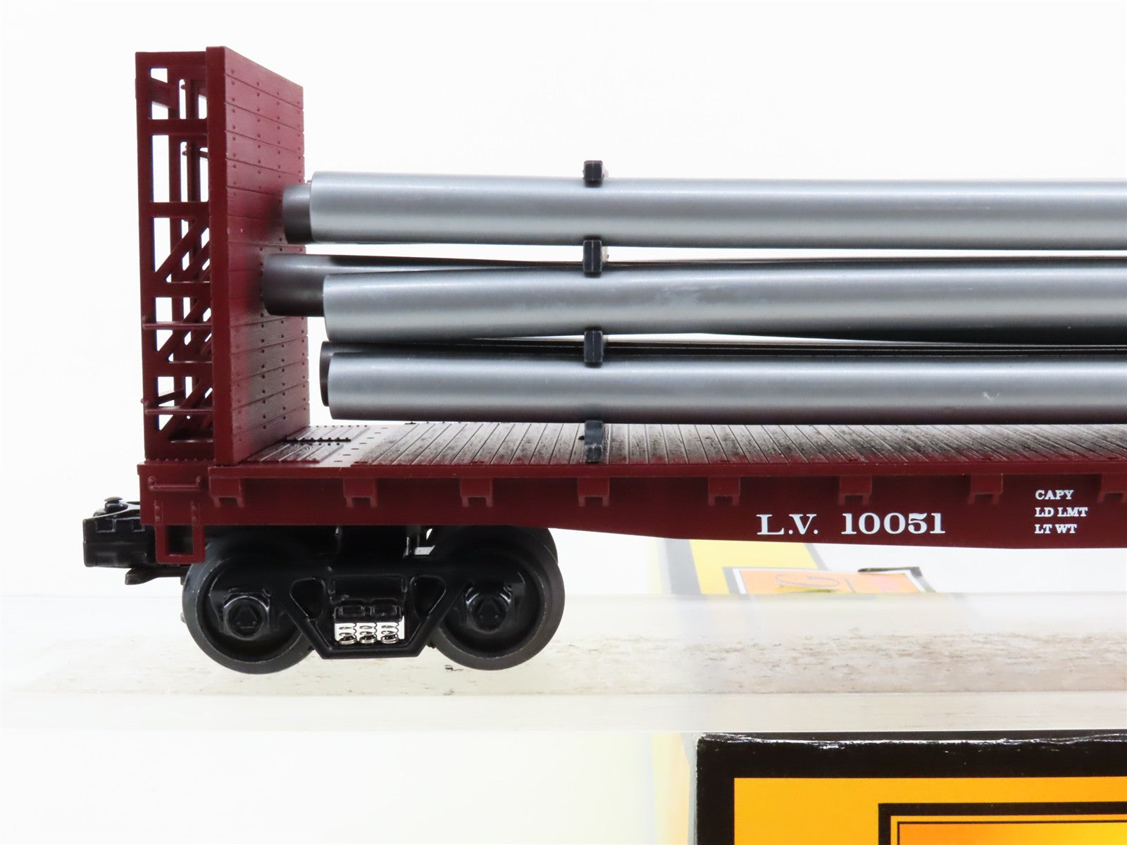 O Scale MTH 30-76015 LV Lehigh Valley Bulkhead Flat Car 10051 RTR