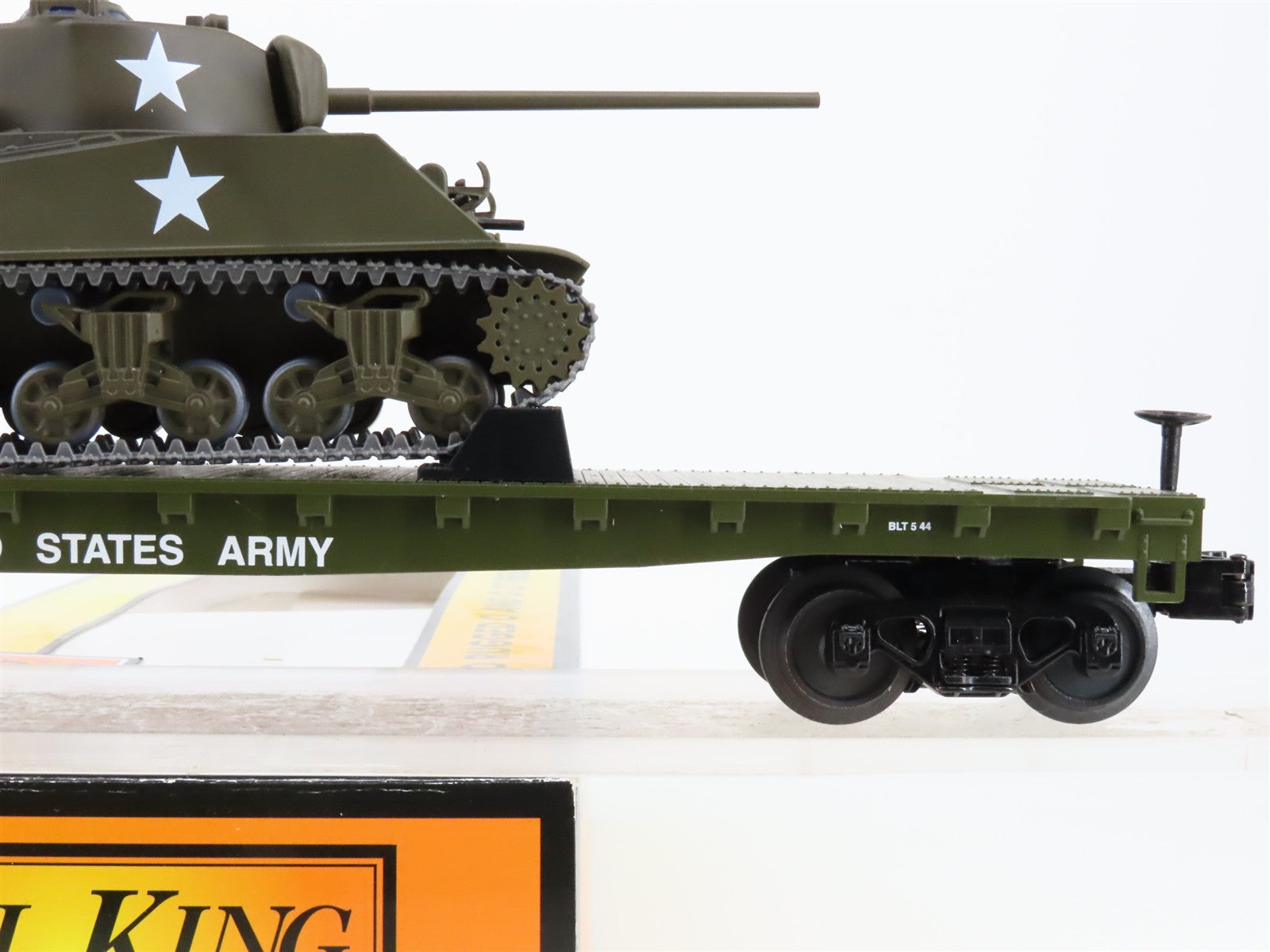 O Scale MTH 30-7093B DODX United States Army Flat Car w/ Sherman Tank 4228 RTR