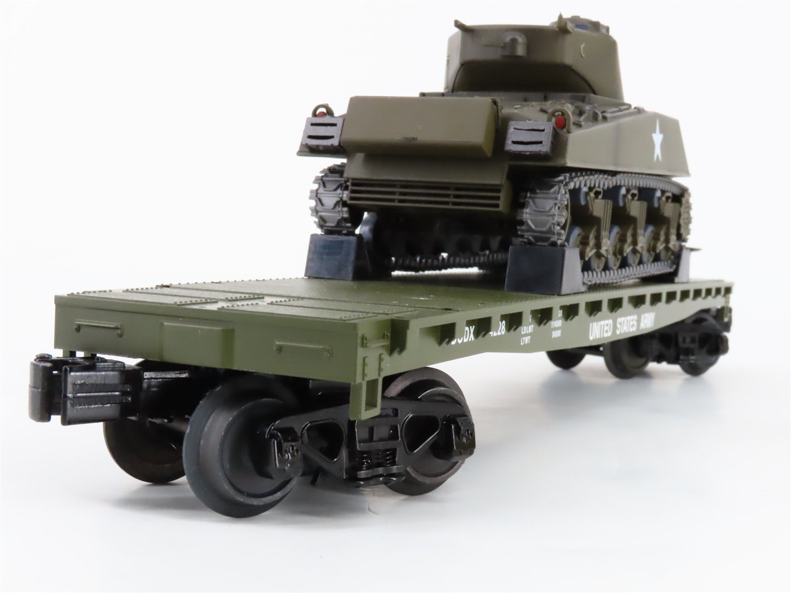 O Scale MTH 30-7093B DODX United States Army Flat Car w/ Sherman Tank 4228 RTR