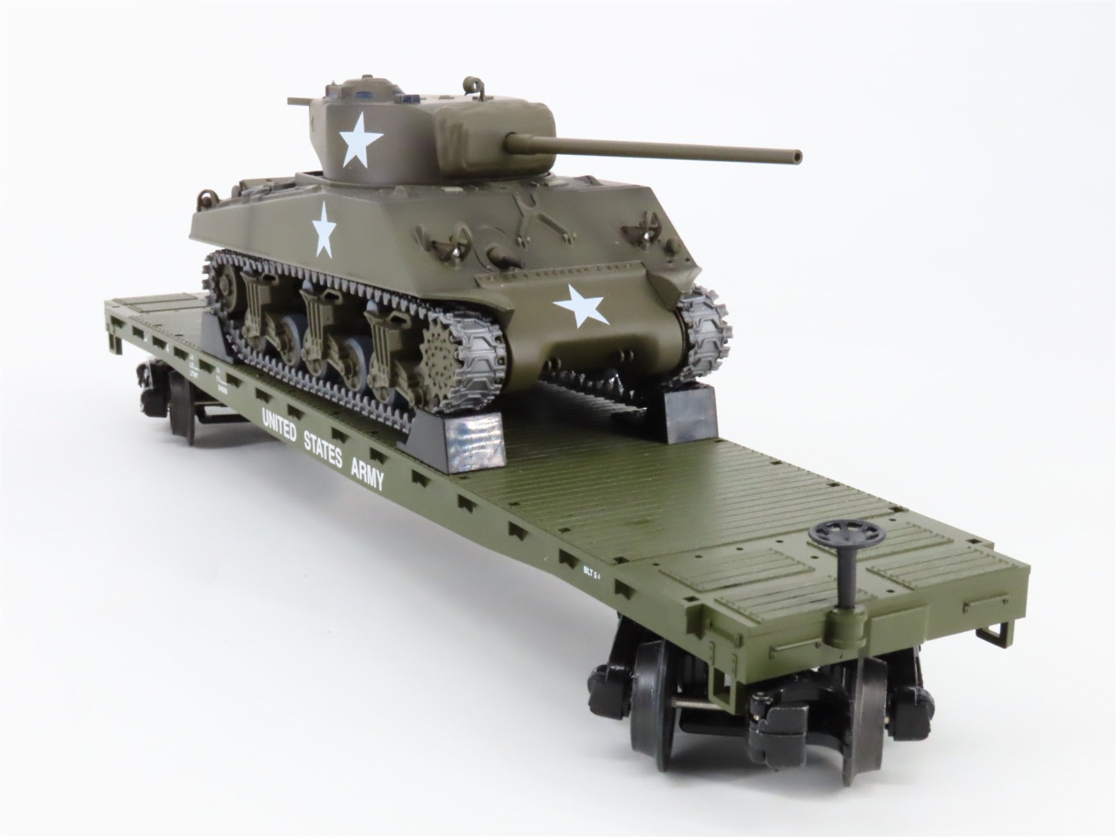 O Scale MTH 30-7093B DODX United States Army Flat Car w/ Sherman Tank 4228 RTR