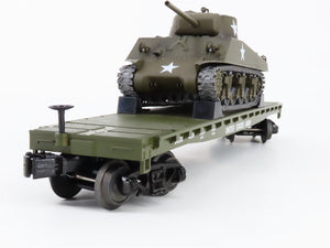 O Scale MTH 30-7093B DODX United States Army Flat Car w/ Sherman Tank 4228 RTR