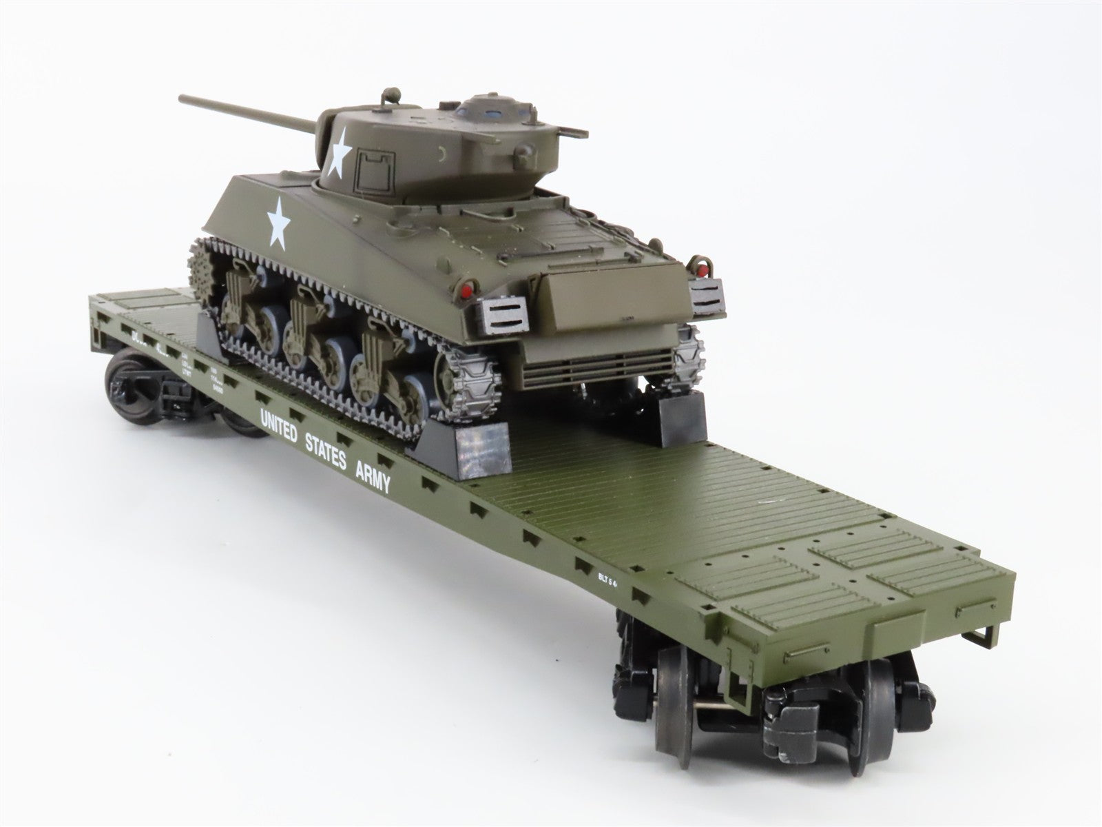 O Scale MTH 30-7093B DODX United States Army Flat Car w/ Sherman Tank 4228 RTR