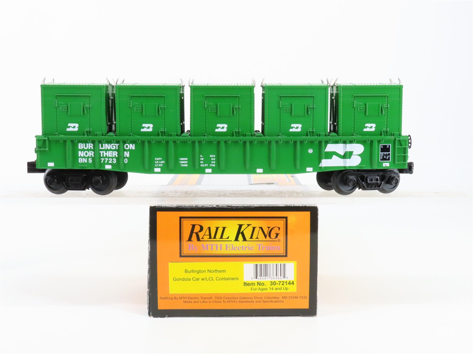 O Scale MTH 30-72144 BN Burlington Northern Gondola 577230 RTR
