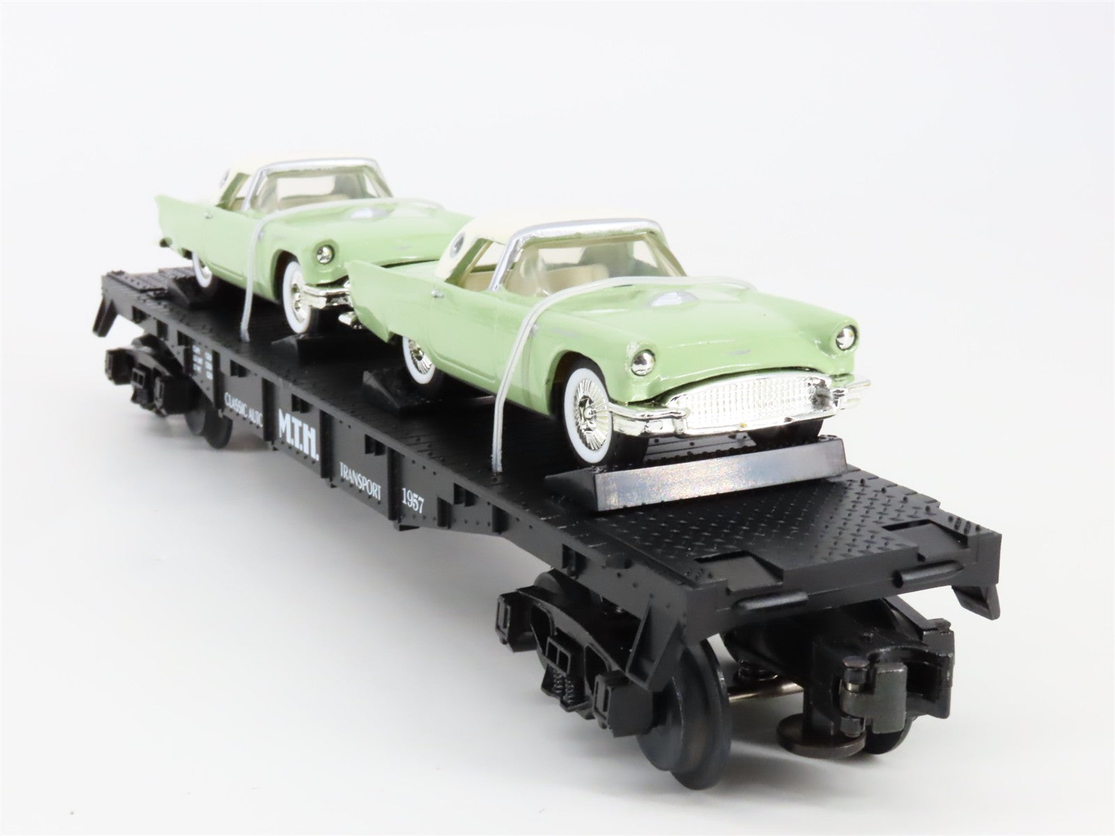 O Scale MTH 30-7613 MTH Transport Auto Transport Flat Car w/T'Birds 1957 RTR