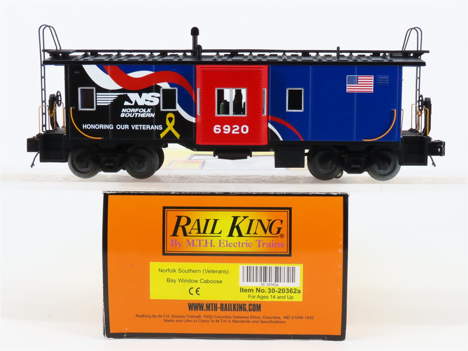 O Gauge 3-Rail MTH Rail King 30-20362a NS "Honoring Our Veterans" Caboose #6920