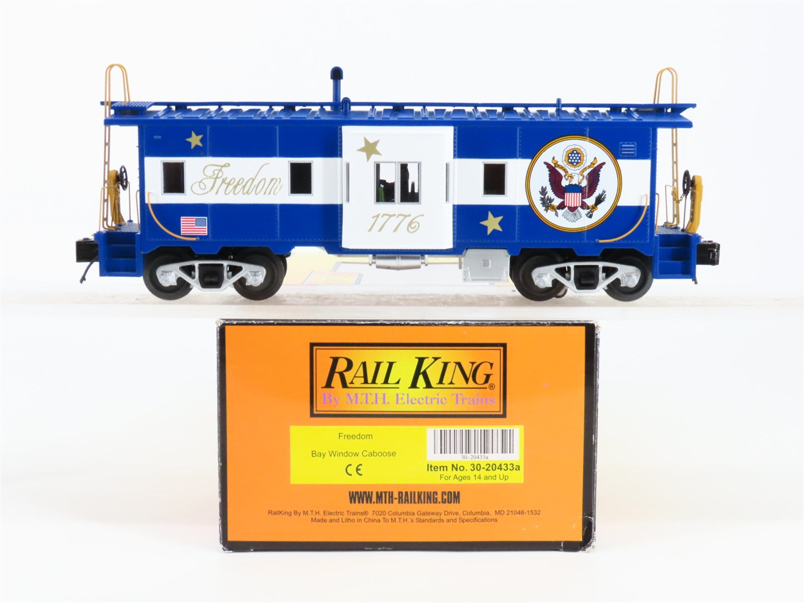 O Scale MTH 30-20433a Freedom Bay Window Caboose Lighted Factory Interior RTR