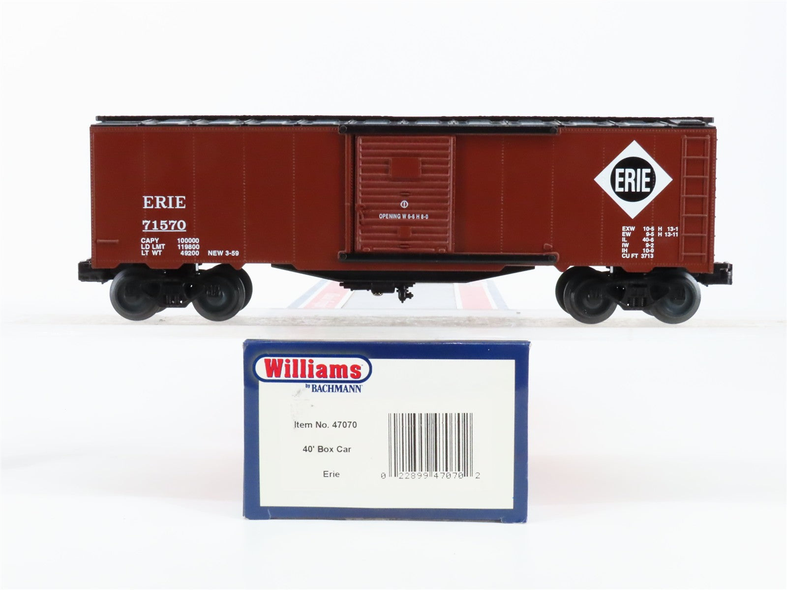 O Scale Williams 47070 Erie 40' Box Car 71570 RTR