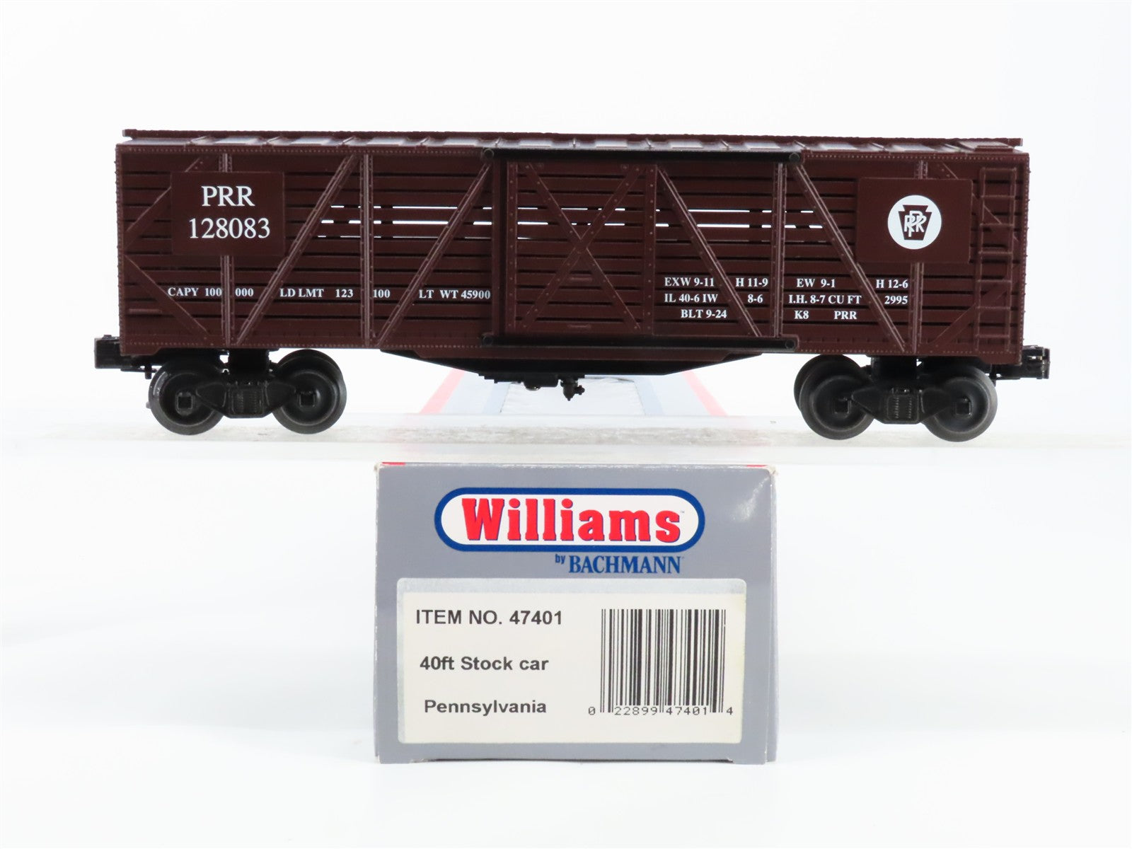 O Scale Williams 47401 PRR Pennsylvania 40' Stock/Cattle Car 128083 RTR