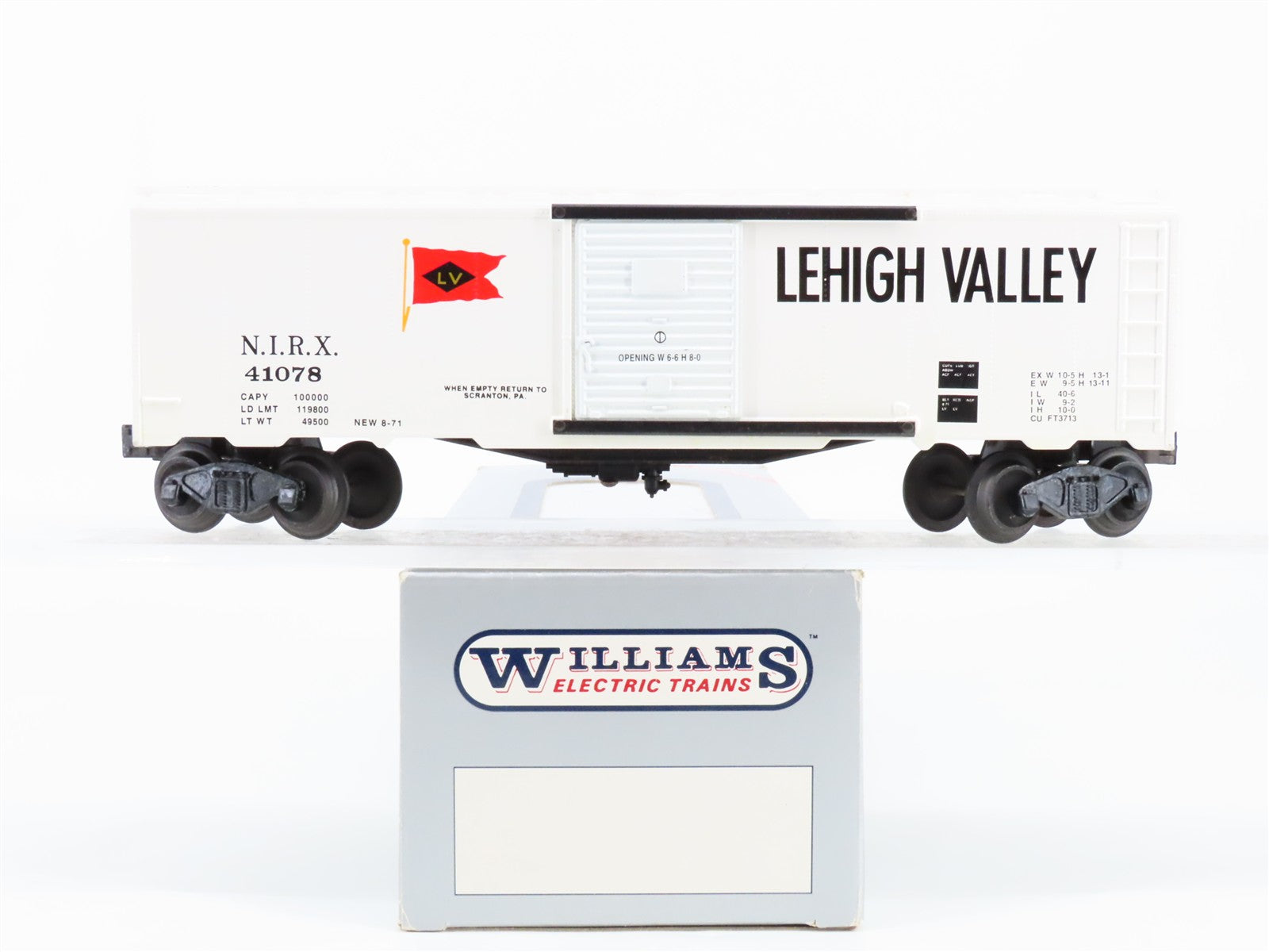 O Scale Williams NIRX Lehigh Valley 40' Box Car 41078 RTR