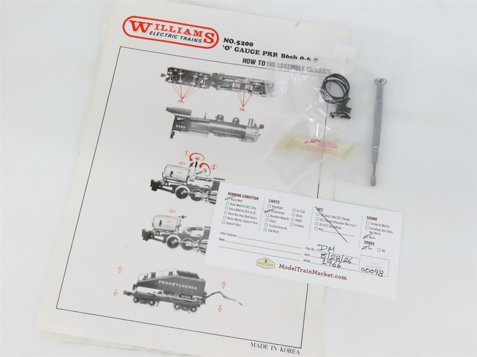 O Gauge 3-Rail Williams BRASS 5200 PRR Pennsylvania 0-6-0 B6sb Steam #6380