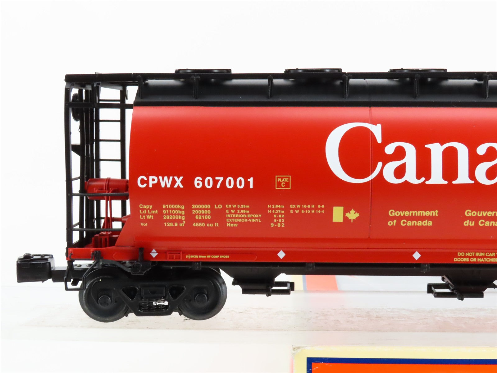 O Scale Lionel 6-27454 CPWX Government of Canada Cylindrical Hopper 607001 RTR