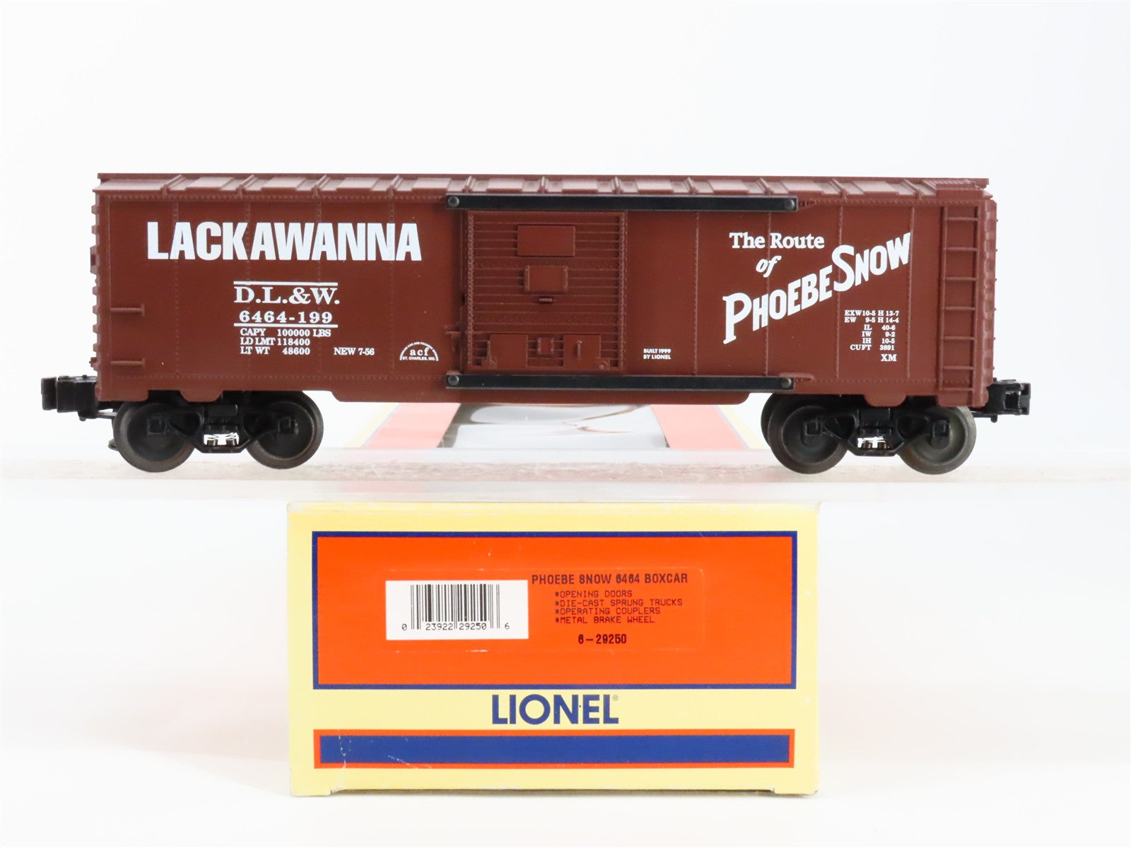 O Scale Lionel 6-29250 DL&W Lackawanna Box Car 6464-199 RTR