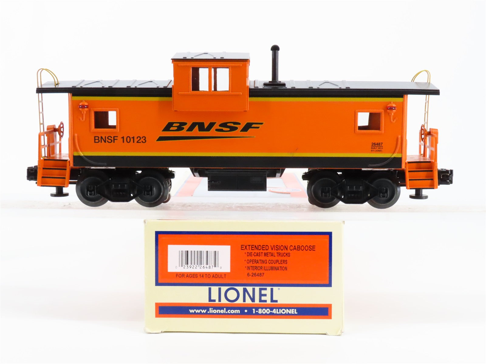 O Scale Lionel 6-26487 BNSF Railway Extended Vision Caboose Lighted 10123 RTR