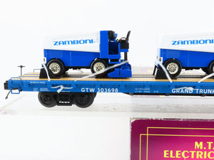 O Gauge 3-Rail MTH 20-98642 GTW Grand Trunk Western Flat Car #303698 w/ Zambonis