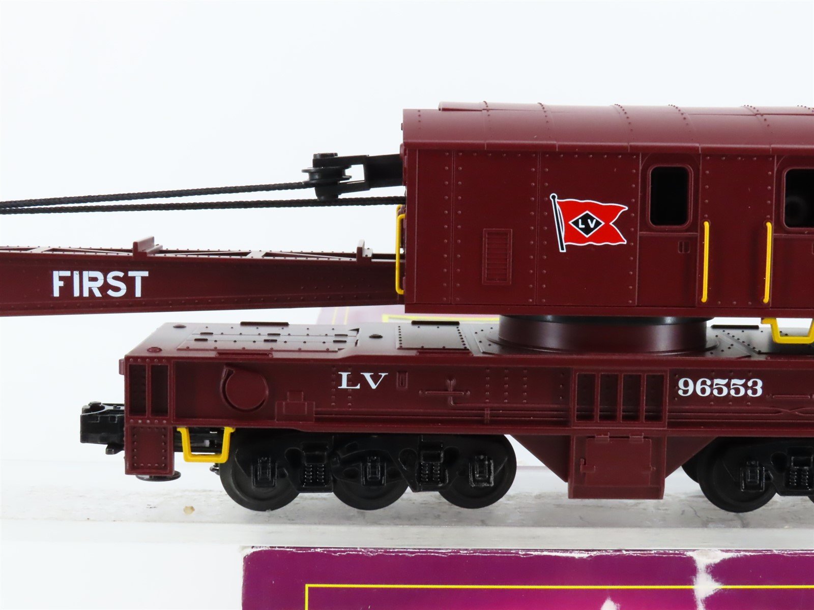 O Gauge 3-Rail MTH 20-98221 LV Lehigh Valley Railroad Crane Car #96553