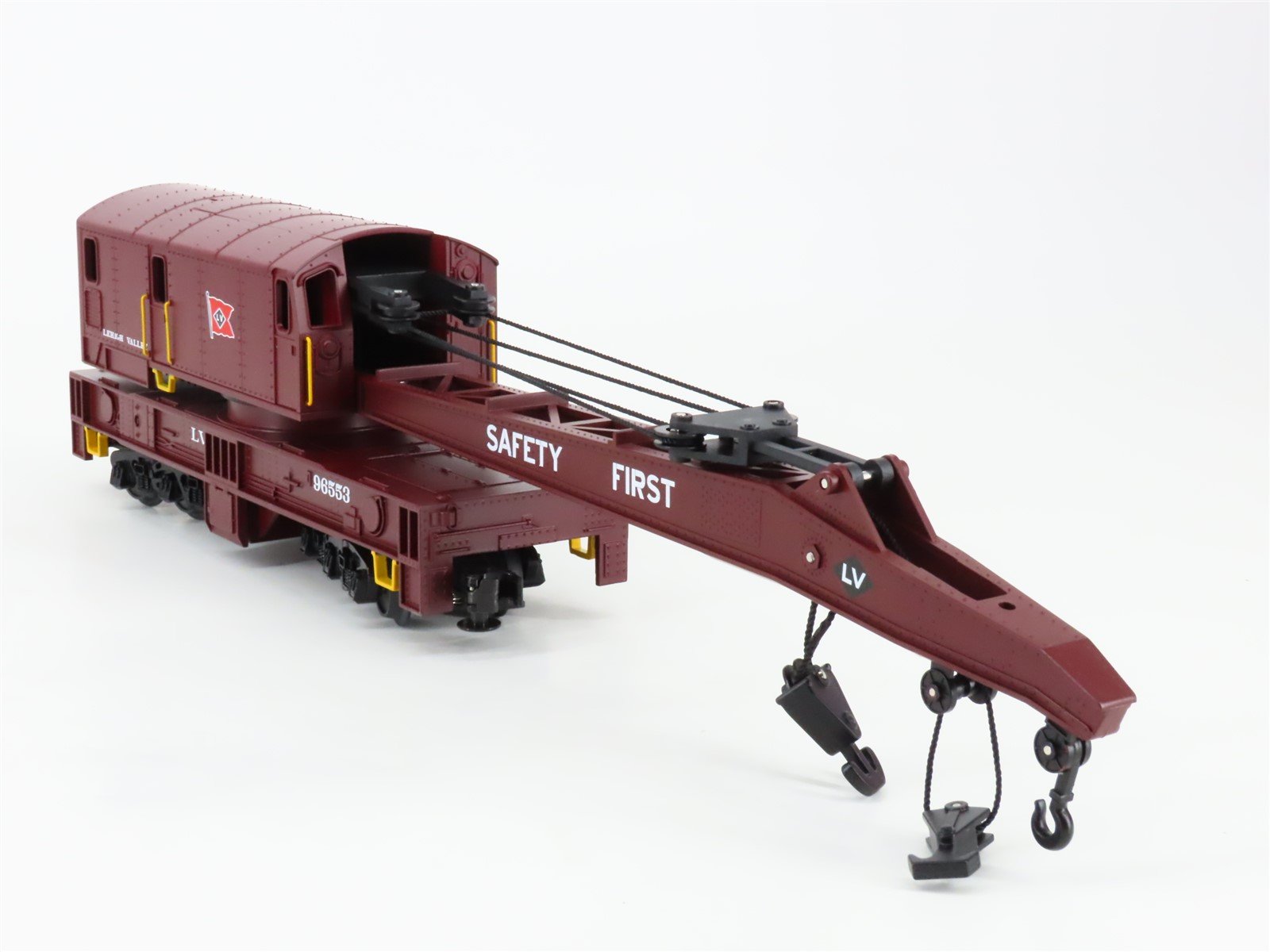 O Gauge 3-Rail MTH 20-98221 LV Lehigh Valley Railroad Crane Car #96553