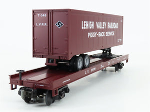 O Gauge 3-Rail MTH 20-90030C LV Lehigh Valley Flat Car #10038 w/ 40' Trailer