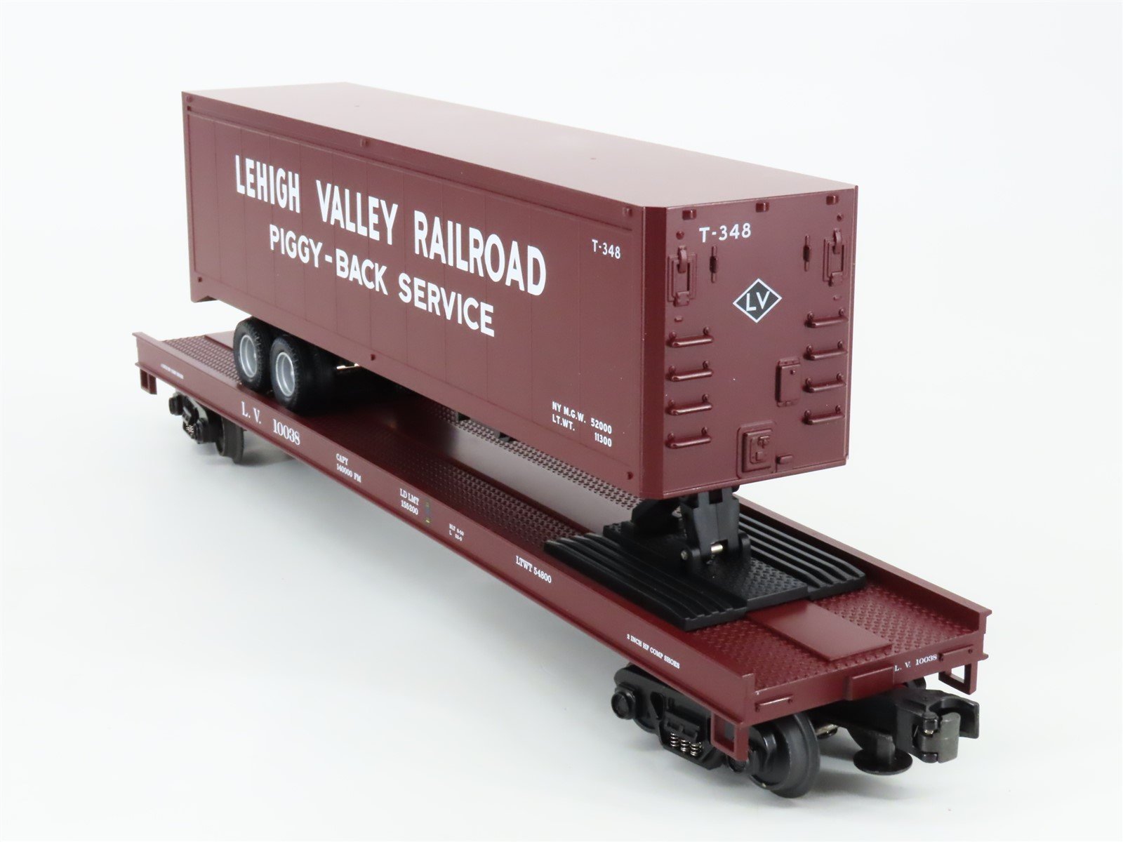 O Gauge 3-Rail MTH 20-90030C LV Lehigh Valley Flat Car #10038 w/ 40' Trailer