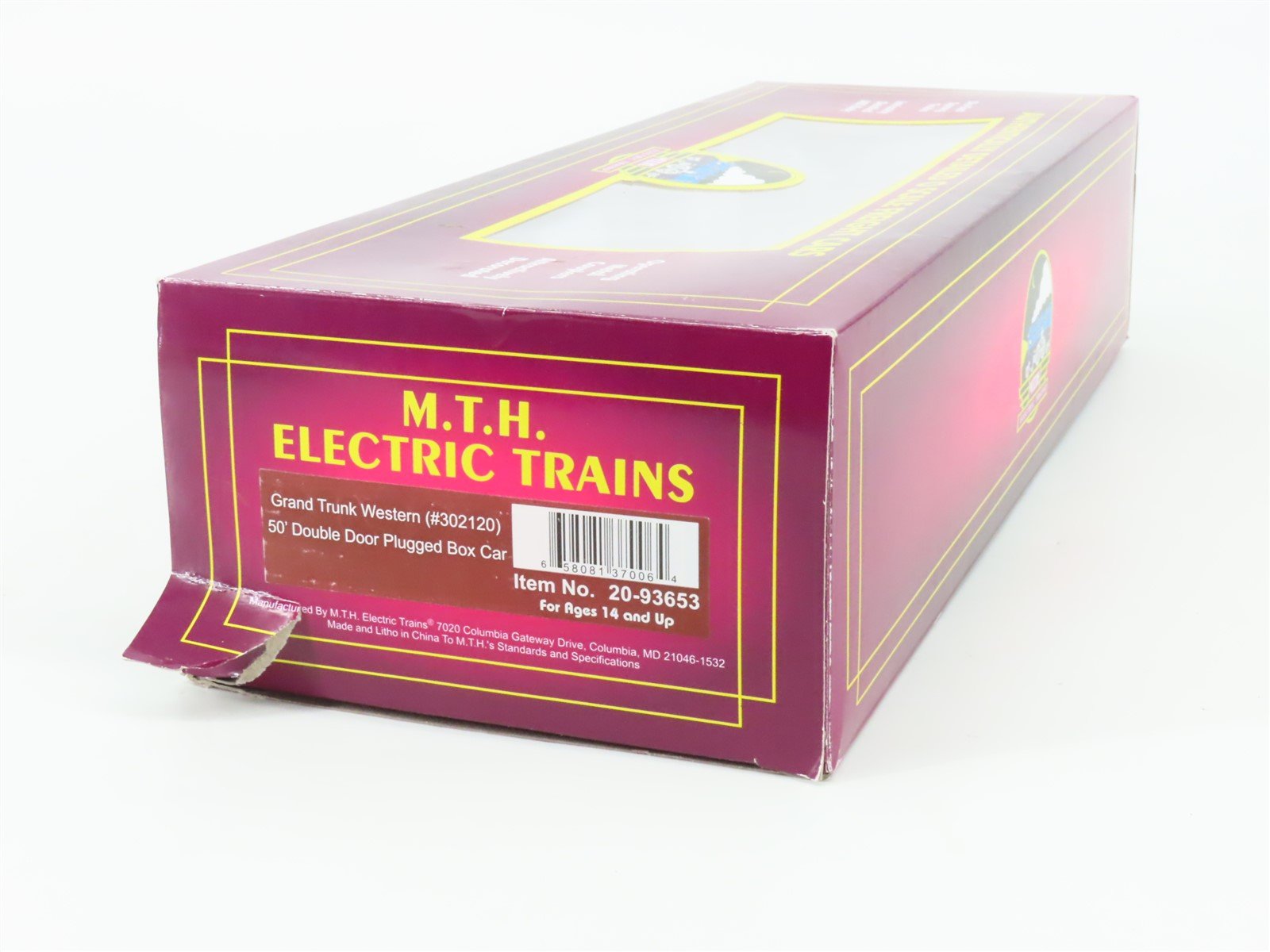 O Gauge 3-Rail MTH 20-93653 GTW Grand Trunk Western Railroad 50' Box Car #302120
