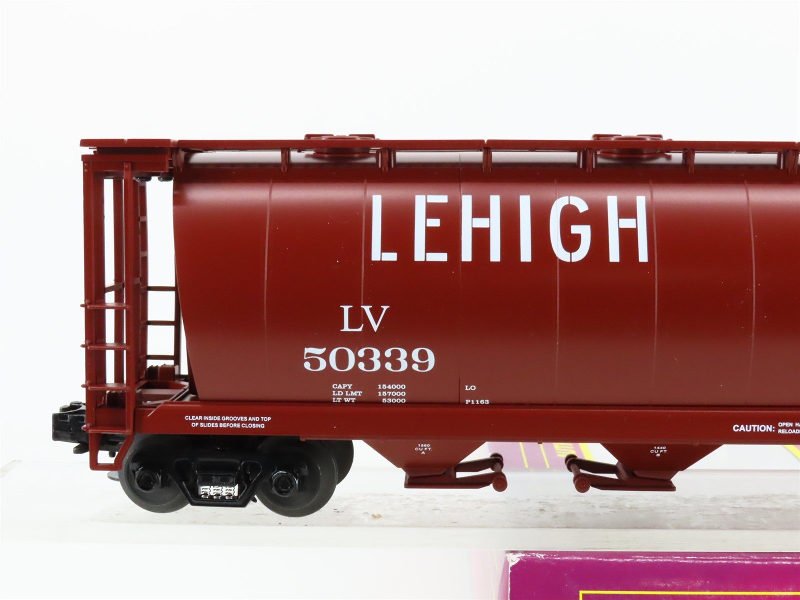 O Gauge 3-Rail MTH 20-97409 LV Lehigh Valley 4-Bay Cylindrical Hopper #50339