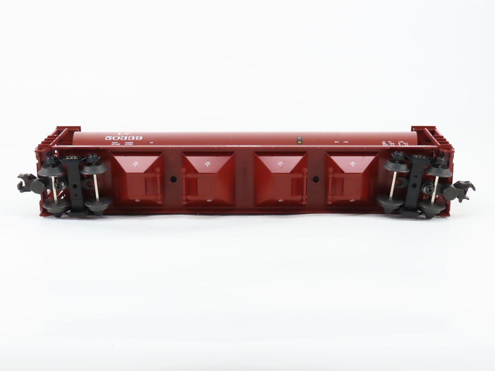 O Gauge 3-Rail MTH 20-97409 LV Lehigh Valley 4-Bay Cylindrical Hopper #50339