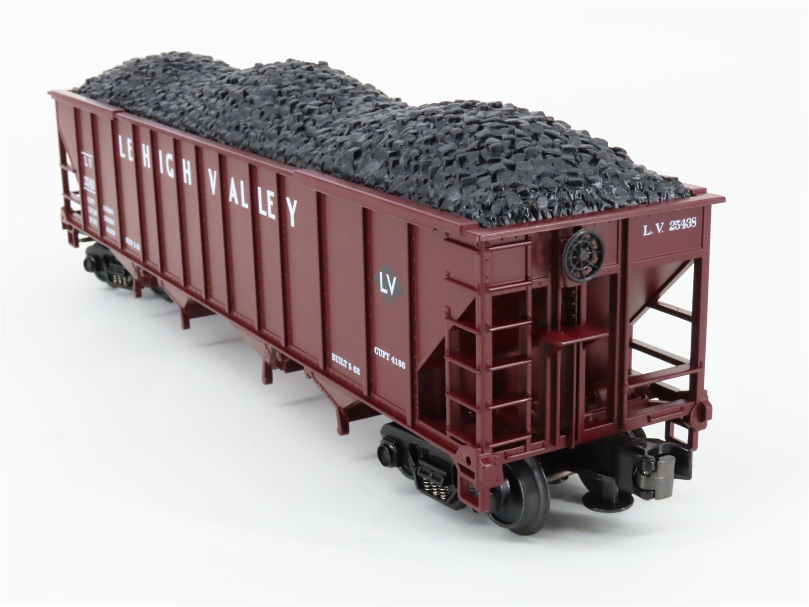 O Gauge 3-Rail MTH 20-90030E LV Lehigh Valley 4-Bay Hopper #25438 w/ Coal Load