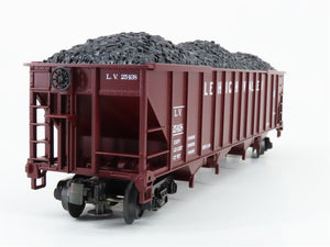 O Gauge 3-Rail MTH 20-90030E LV Lehigh Valley 4-Bay Hopper #25438 w/ Coal Load