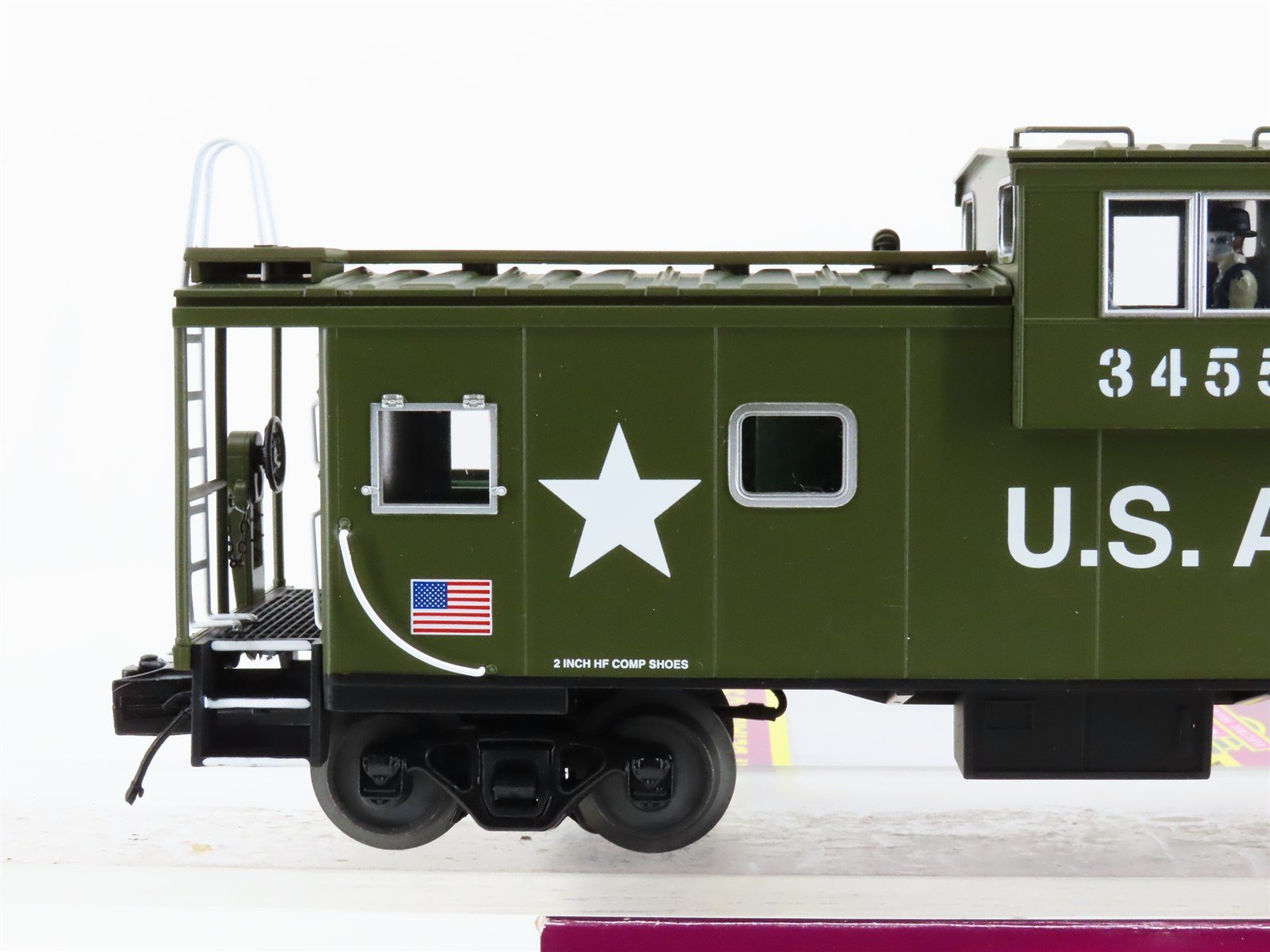 O Gauge 3-Rail MTH 20-91624 US Army Extended Vision Caboose #3455 - Lighted
