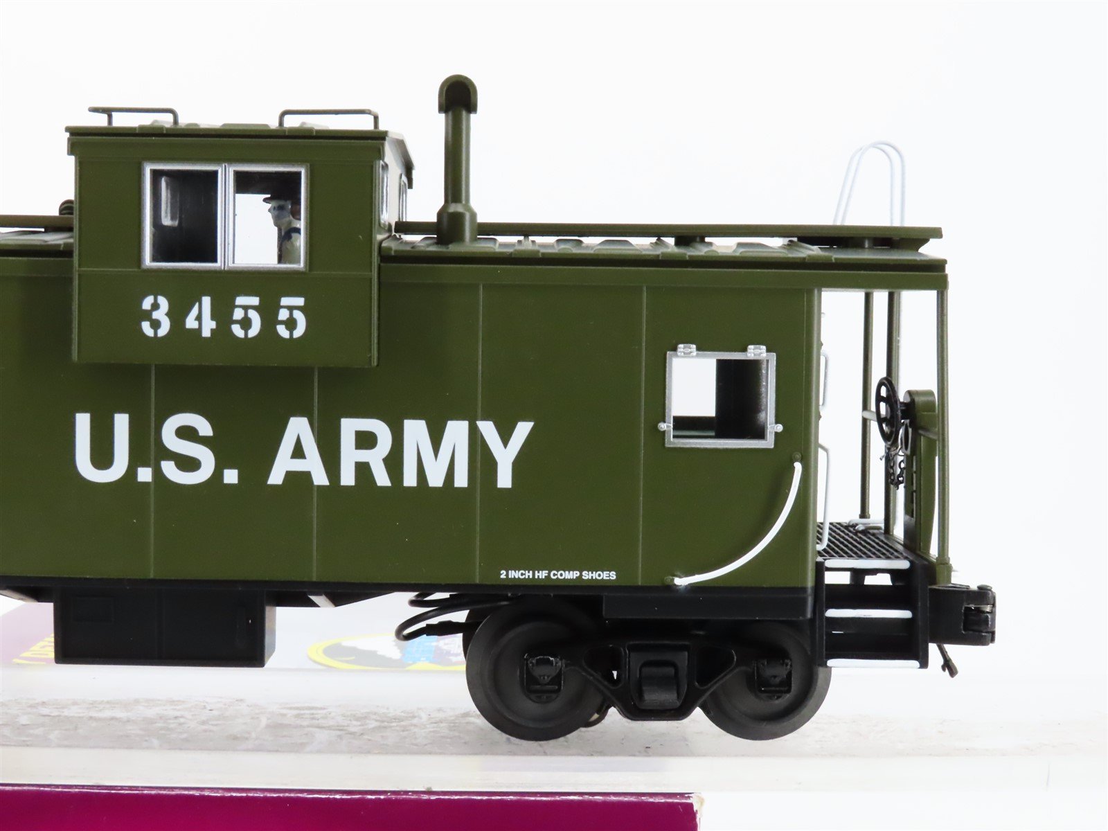 O Gauge 3-Rail MTH 20-91624 US Army Extended Vision Caboose #3455 - Lighted