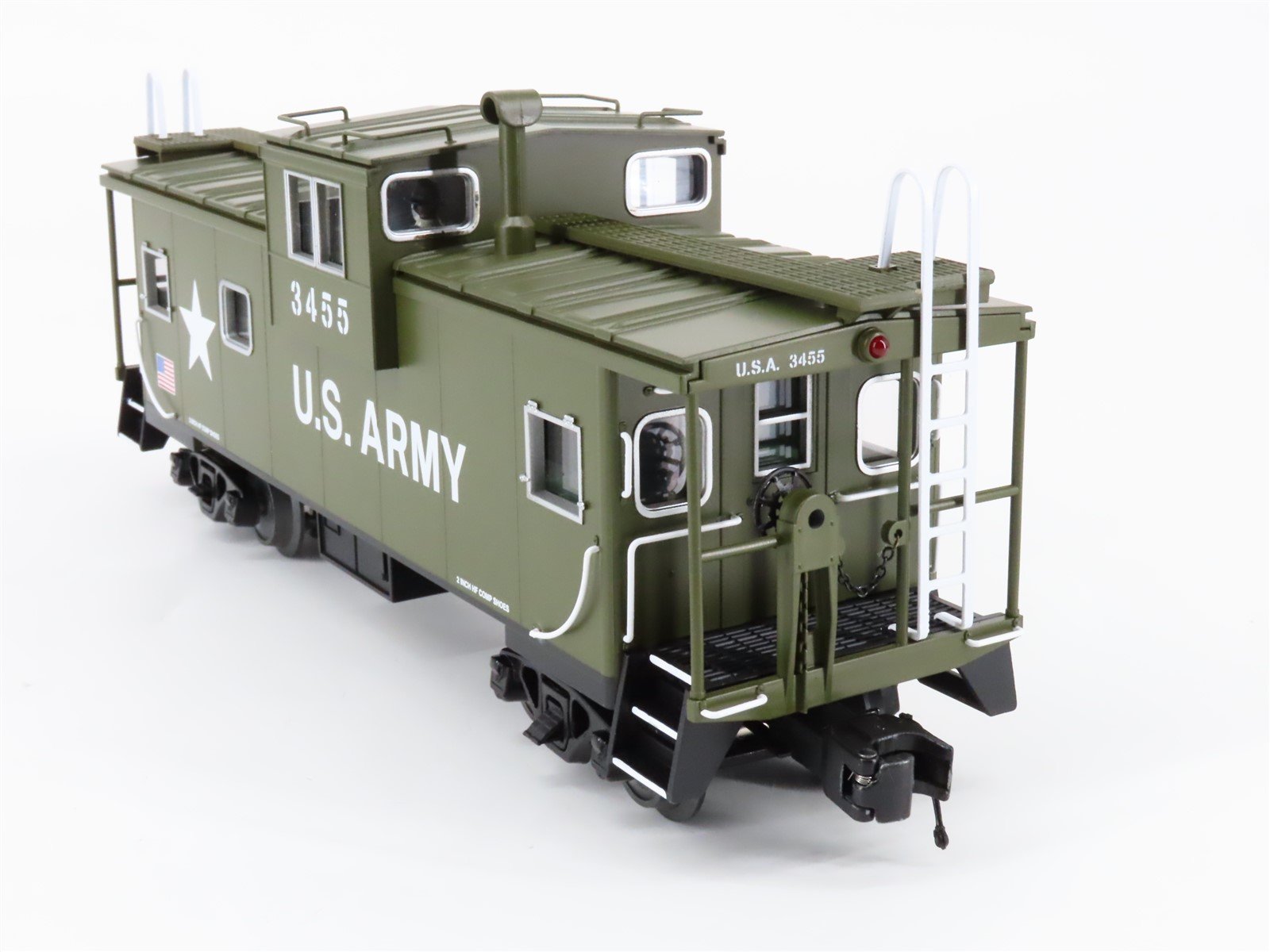 O Gauge 3-Rail MTH 20-91624 US Army Extended Vision Caboose #3455 - Lighted