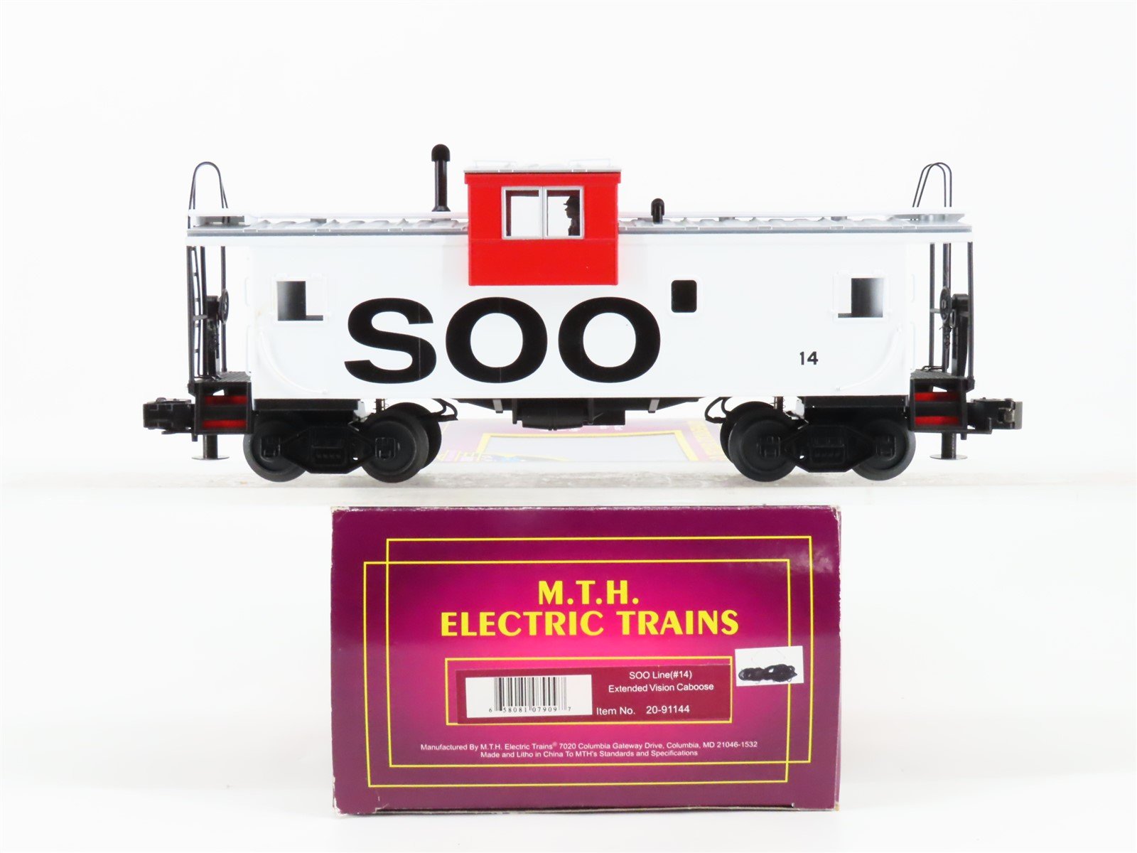O Gauge 3-Rail MTH 20-91144 SOO Line Extended Vision Caboose #14 - Lighted