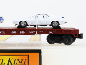 O Gauge 3-Rail MTH Rail King 30-76724 PRR Pennsylvania Flat Car w/ Pontiac Cars