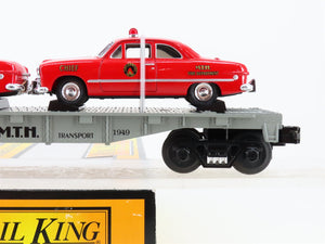 O Gauge 3-Rail MTH Rail King 30-7623 Auto Transport Flat Car #1949 w/ Fire Cars