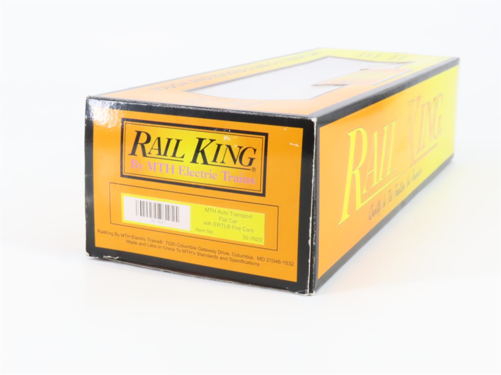 O Gauge 3-Rail MTH Rail King 30-7623 Auto Transport Flat Car #1949 w/ Fire Cars