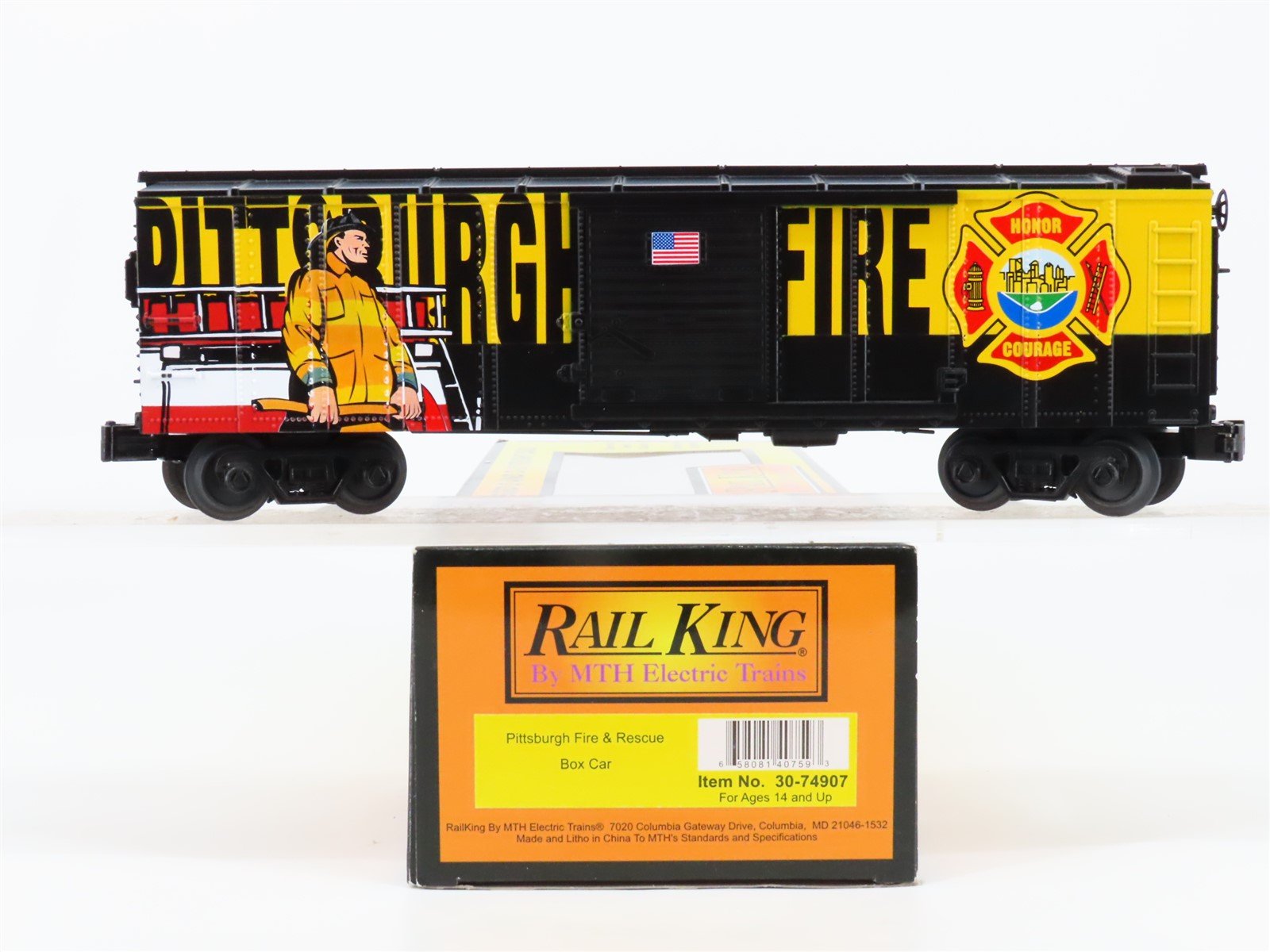 O Gauge 3-Rail MTH Rail King 30-74907 Pittsburgh Fire & Rescue Box Car