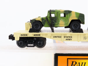 O Gauge 3-Rail MTH Rail King 30-76036 DODX US Army Flat Car #40608 w/ 2 Humvees