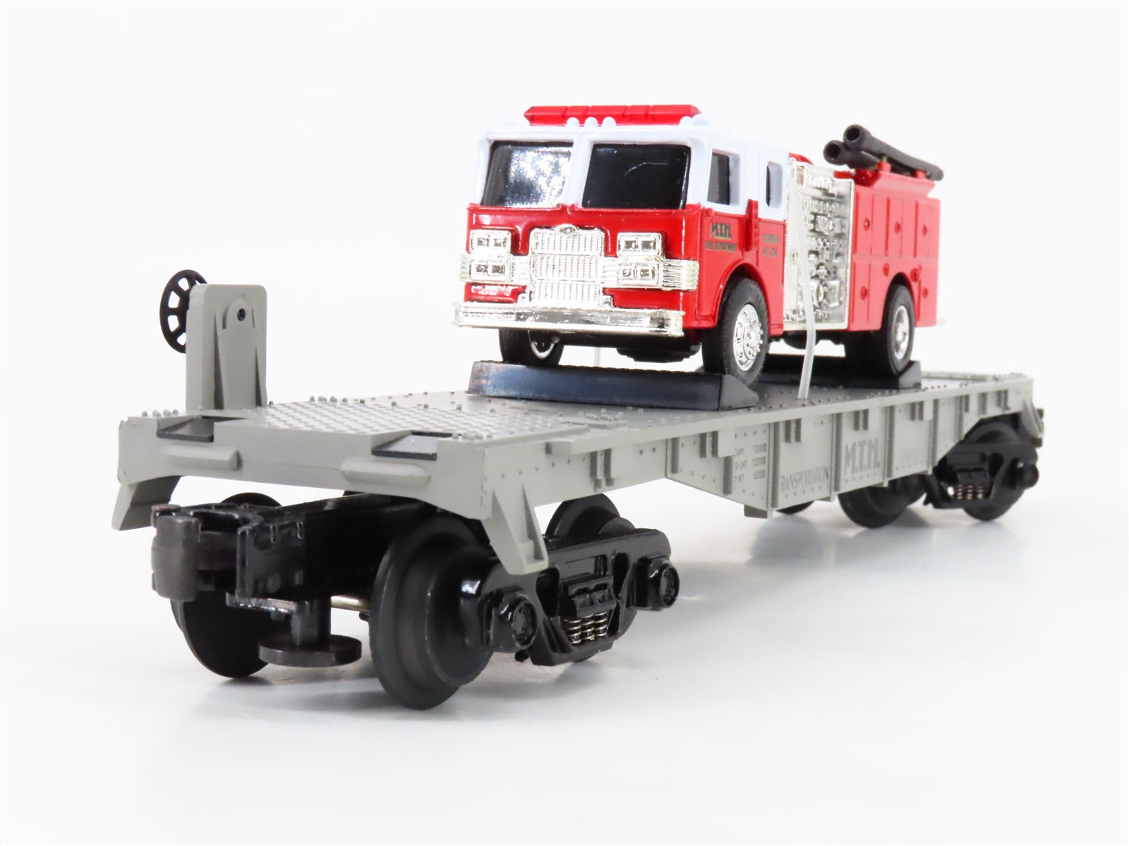 O Gauge 3-Rail MTH Rail King 30-7629 Transportation Flat Car #1979 w/ Fire Truck