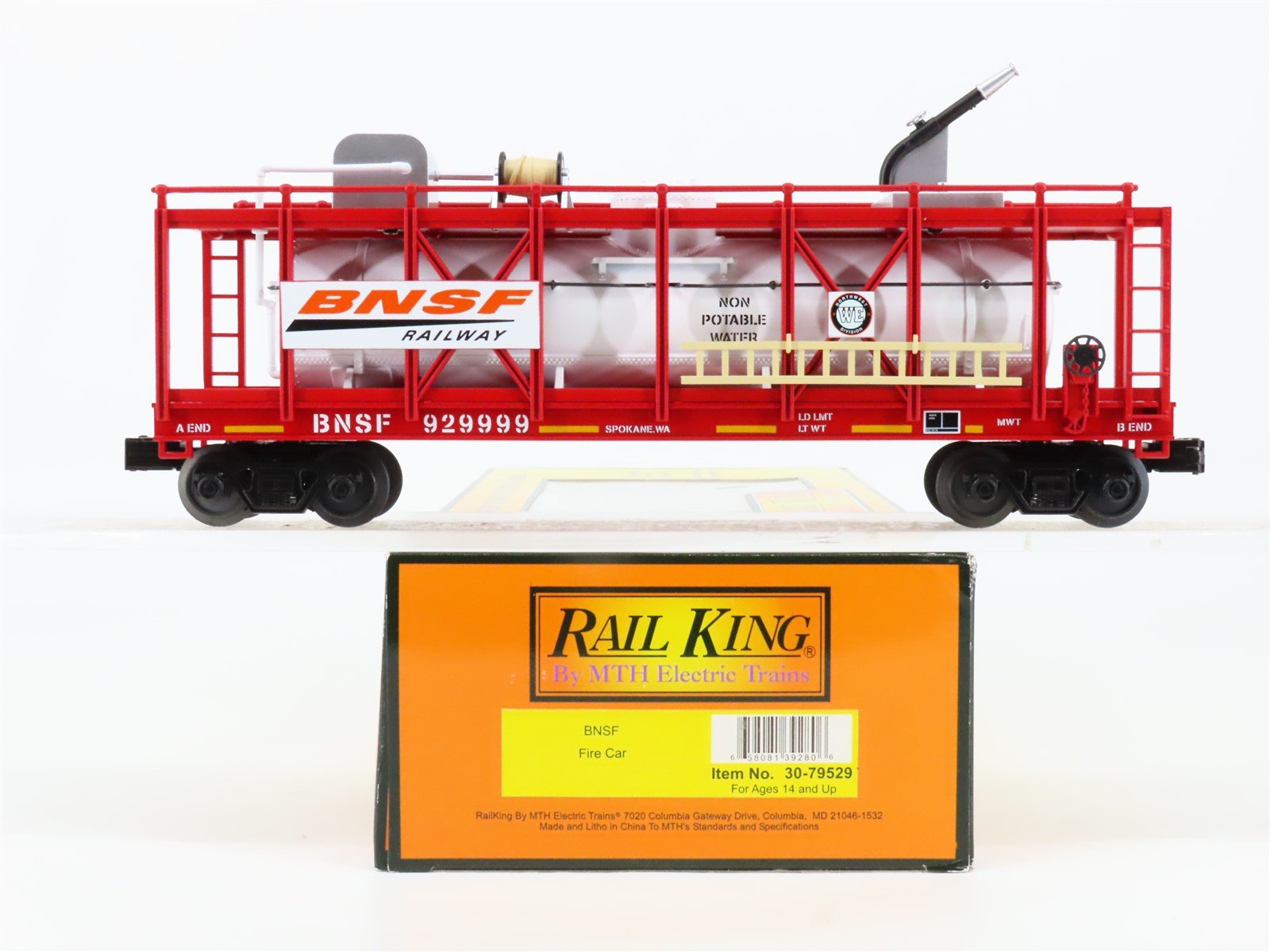 O Gauge 3-Rail MTH Rail King 30-79529 BNSF Railway Fire Car #929999