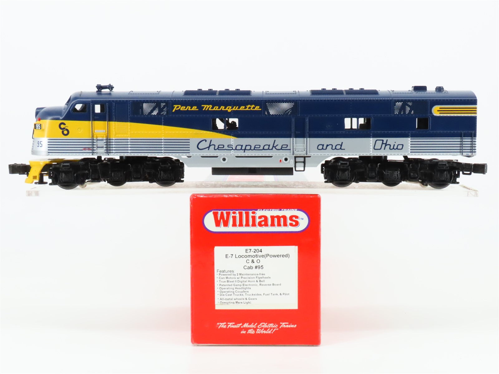 O Gauge 3-Rail Williams E7-204 C&O Chesapeake & Ohio E7A Diesel Loco #95 wSound